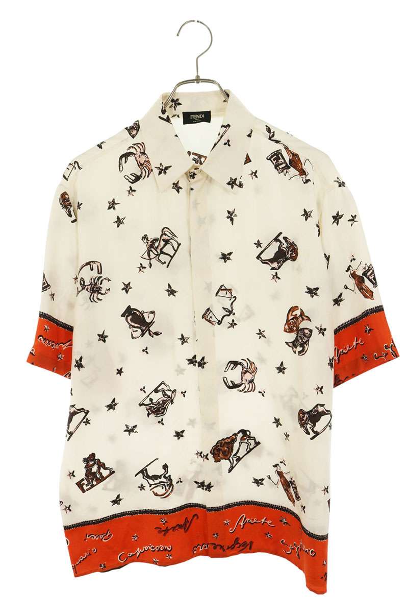 FENDI Multi Silk All-Over Pattern Shirt Size L