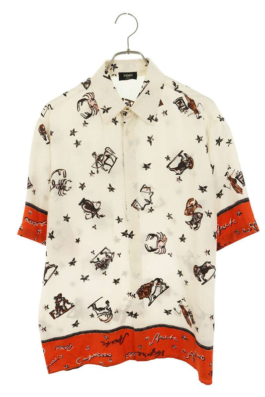 FENDI Multi Silk All-Over Pattern Shirt Size L