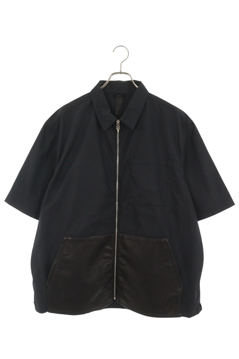 Chrome Hearts Nylon Leather Cross Patch Zip Shirt Size XXL