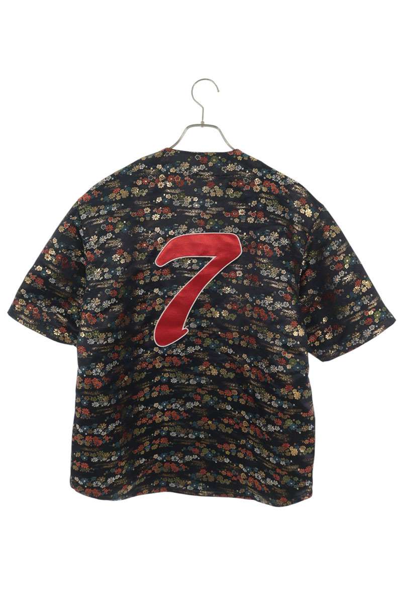 SUPREME 26SS Floral Jacquard Baseball Jersey Black Shirt Size S