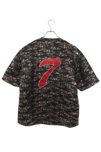 SUPREME 26SS Floral Jacquard Baseball Jersey Black Shirt Size S