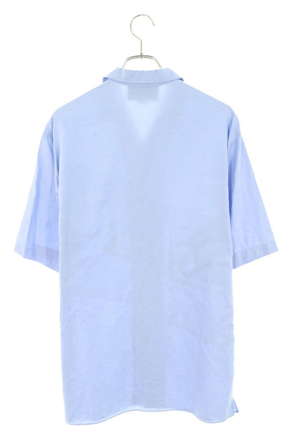 GUCCI Logo Embroidered Script Shirt Blue/White Size 46