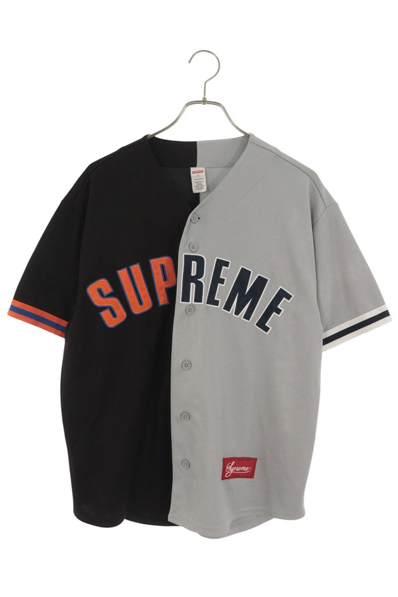 SUPREME Black Gray Baseball Shirt Size S
