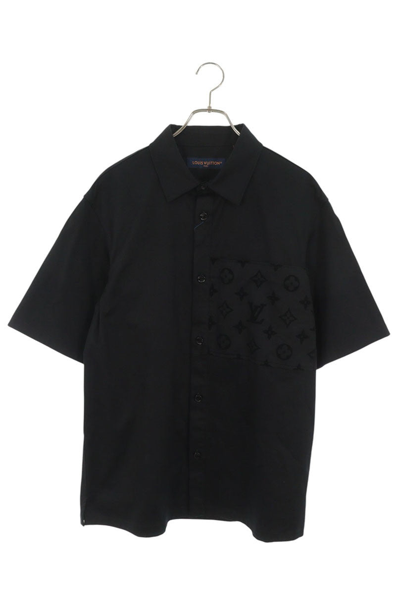 LOUISVUITTON 24AW Flock Cotton Short Shirt Black Size L