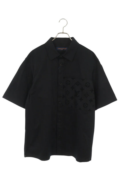 LOUISVUITTON 24AW Flock Cotton Short Shirt Black Size L