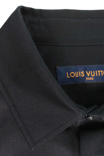 LOUISVUITTON 24AW Flock Cotton Short Shirt Black Size L