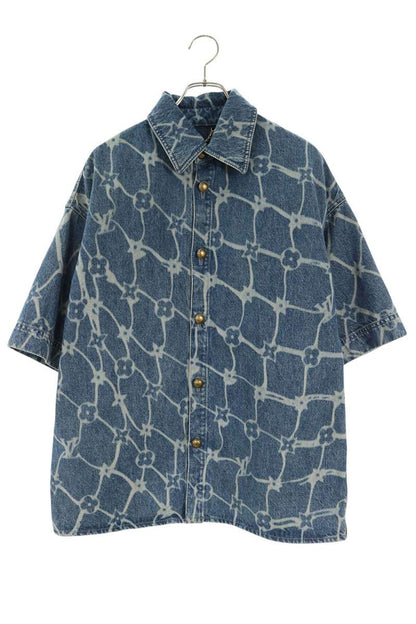 LOUISVUITTON 24AW Monogram Print Denim Sleeve Shirt Size L