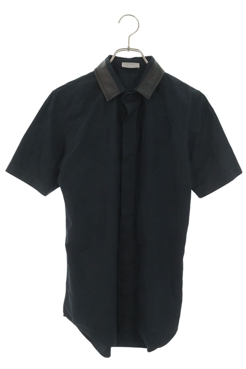 DIOR Black Detachable Leather Collar Shirt Size 37