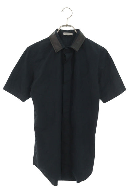 DIOR Black Detachable Leather Collar Shirt Size 37