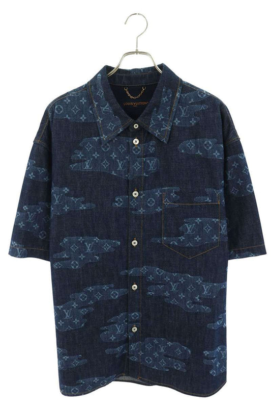 LOUISVUITTON Monogram Chambray Shirt Size XL