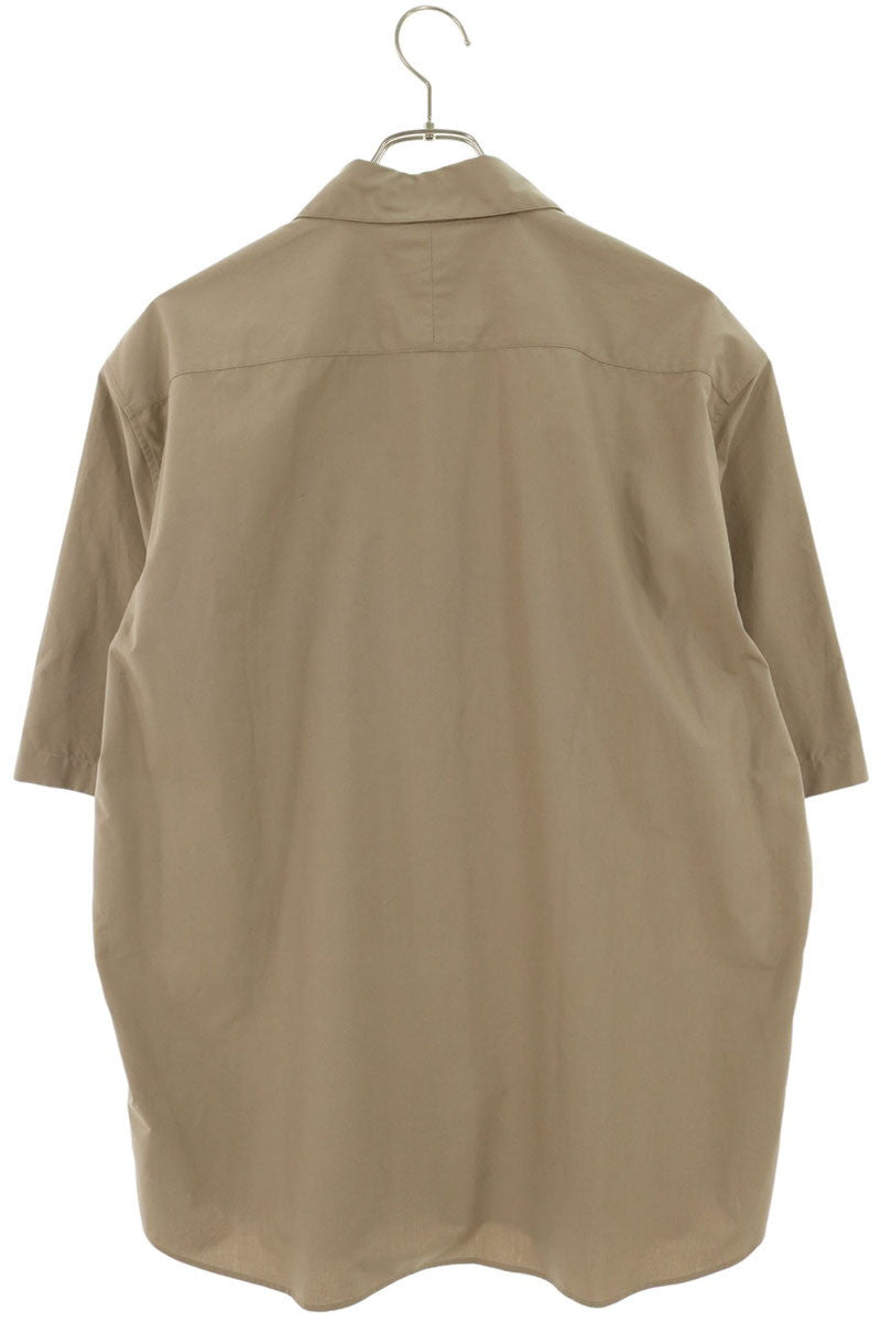 HERMES Leather Trim Cotton Concealed Placket Shirt Size 42
