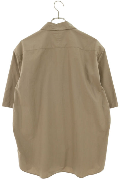 HERMES Leather Trim Cotton Concealed Placket Shirt Size 42