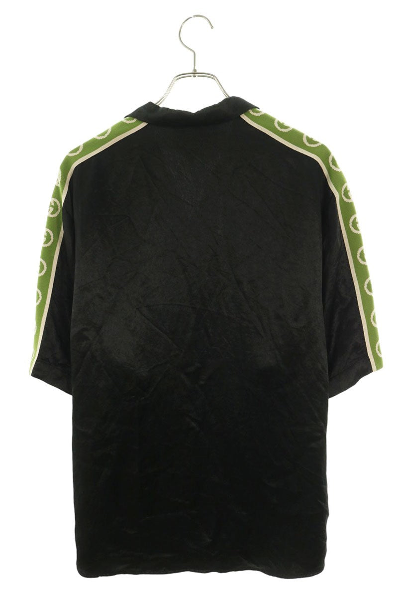 GUCCI Black Tape Logo Vacation Shirt Size 46