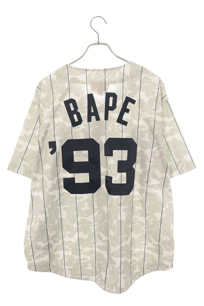 A BATHING APE MLB Yankees Camo Baseball Jersey Shirt Size XL