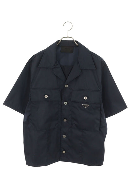 PRADA Navy Re-Nylon Logo Plate Shirt Size M