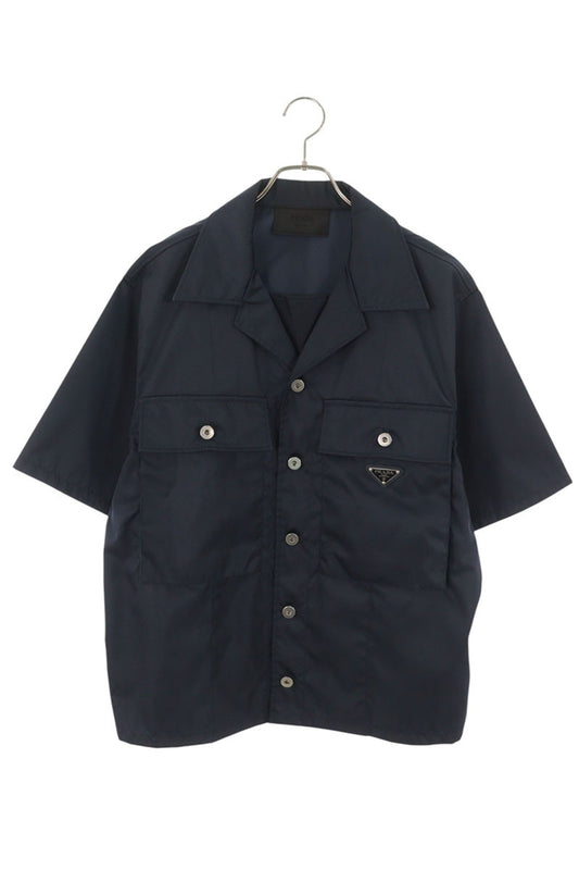 PRADA Navy Re-Nylon Logo Plate Shirt Size M