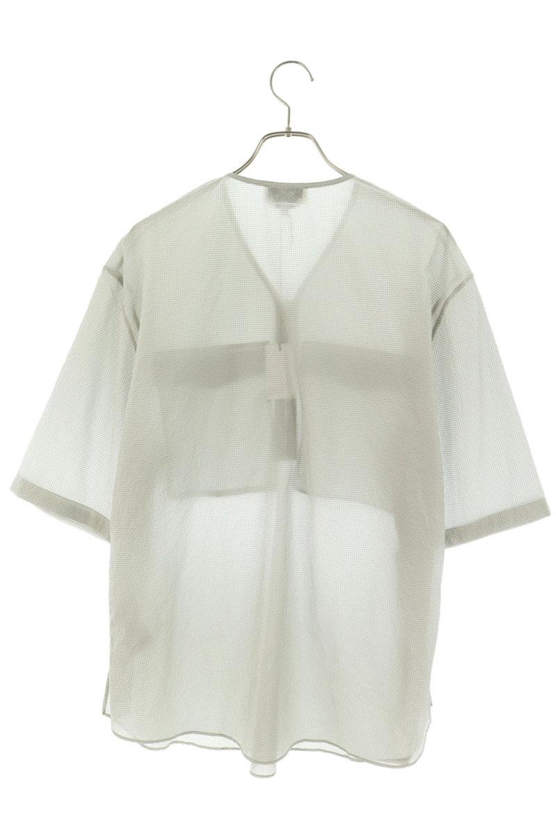 HERMES Half-Zip Short Sleeve Shirt Gray Size 42