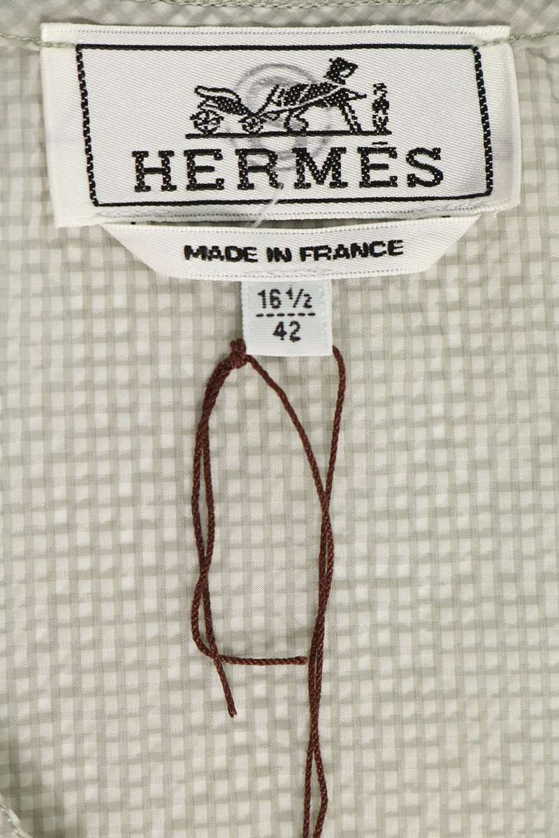 HERMES Half-Zip Short Sleeve Shirt Gray Size 42
