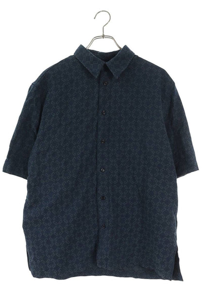 GIVENCHY Navy Jacquard Monogram Short Sleeve Shirt Size M