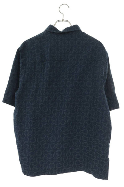 GIVENCHY Navy Jacquard Monogram Short Sleeve Shirt Size M