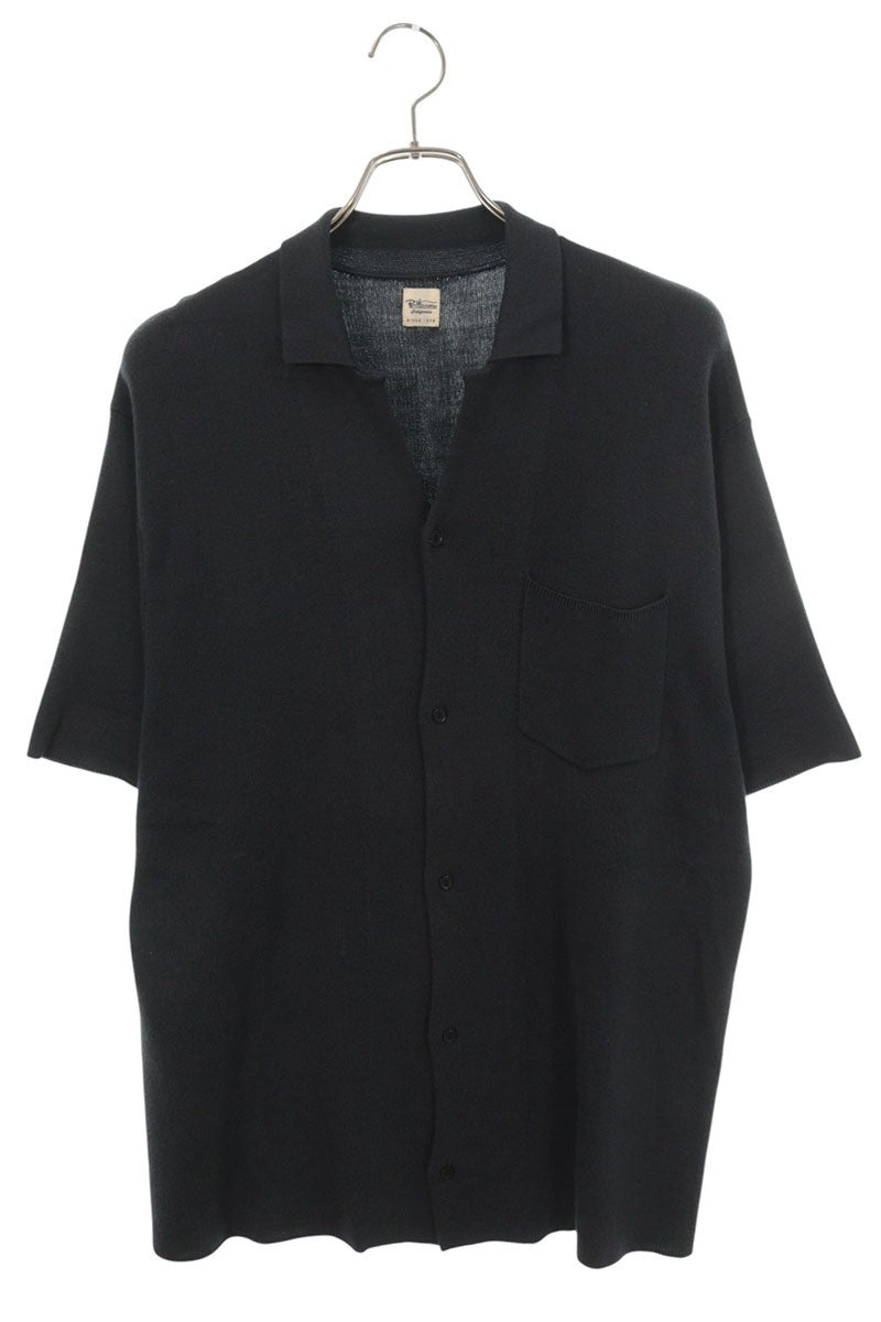 Ron Herman Silk Open Collar Short Sleeve Shirt Black Size L