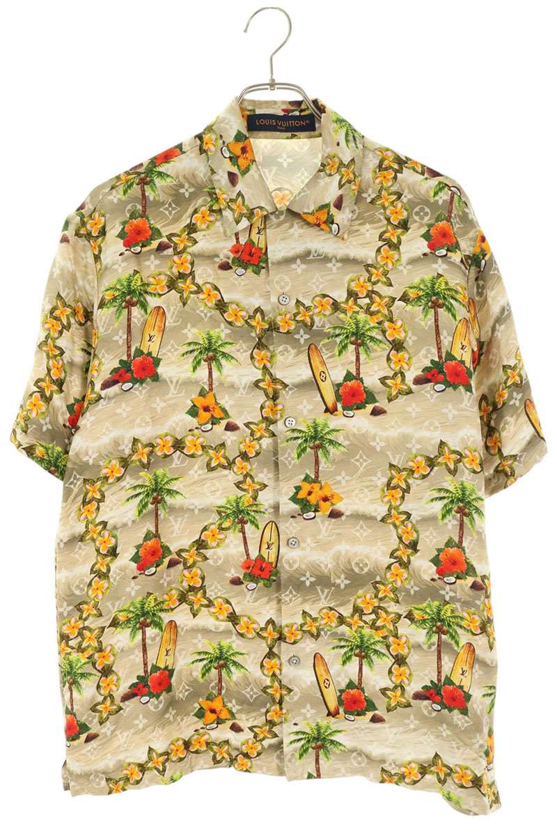 LOUISVUITTON 24AW Monogram Silk Short Shirt Beige Size S