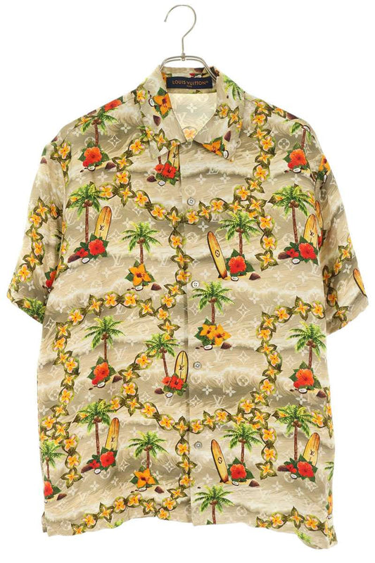 LOUISVUITTON 24AW Monogram Silk Short Shirt Beige Size S
