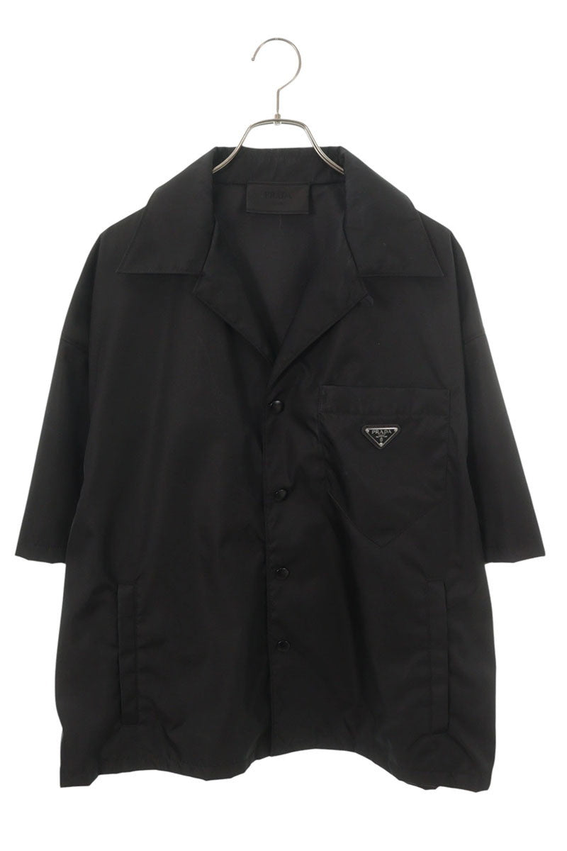 PRADA Triangle Logo Nylon Short Sleeve Shirt Black Size XL