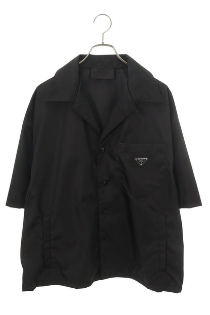 PRADA Triangle Logo Nylon Short Sleeve Shirt Black Size XL