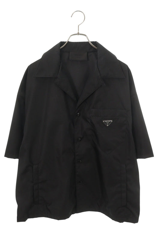 PRADA Triangle Logo Nylon Short Sleeve Shirt Black Size XL