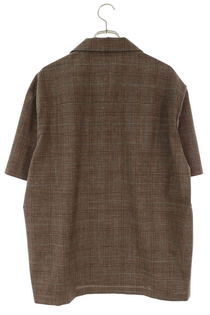 JILSANDER Open Collar Check Short Sleeve Shirt Brown Size 48