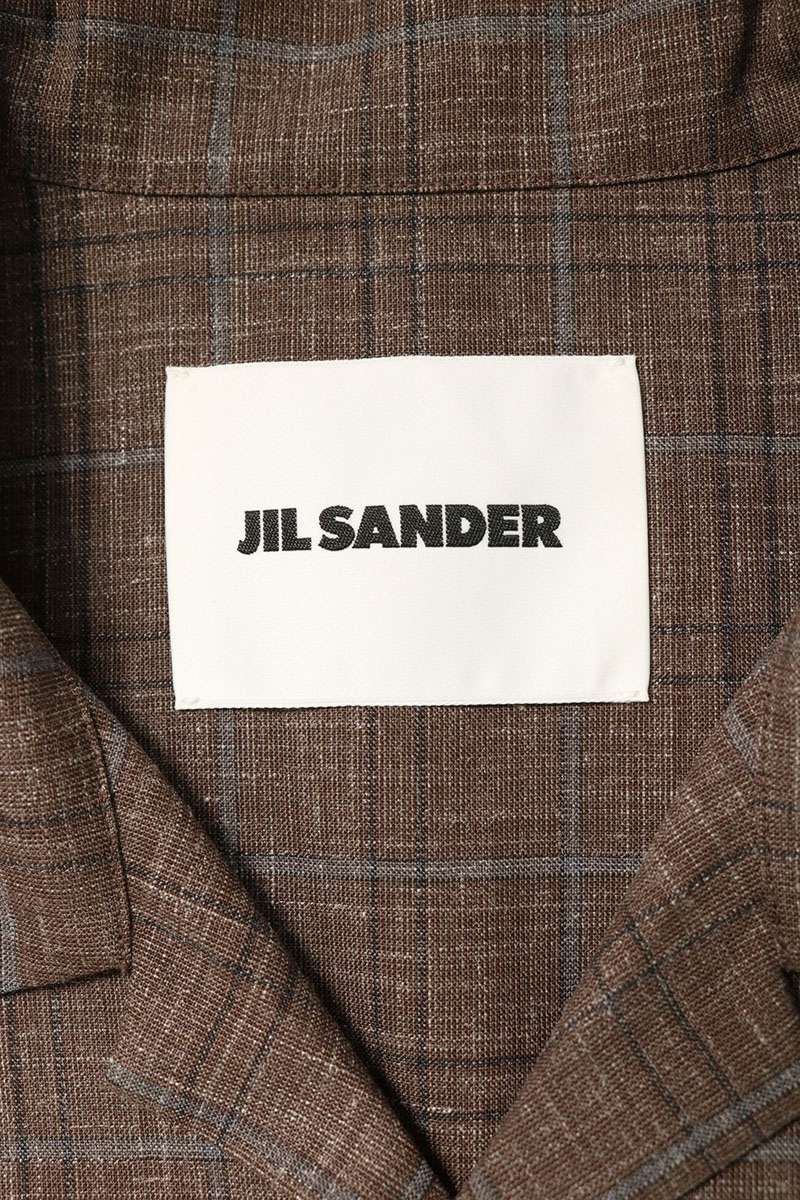 JILSANDER Open Collar Check Short Sleeve Shirt Brown Size 48