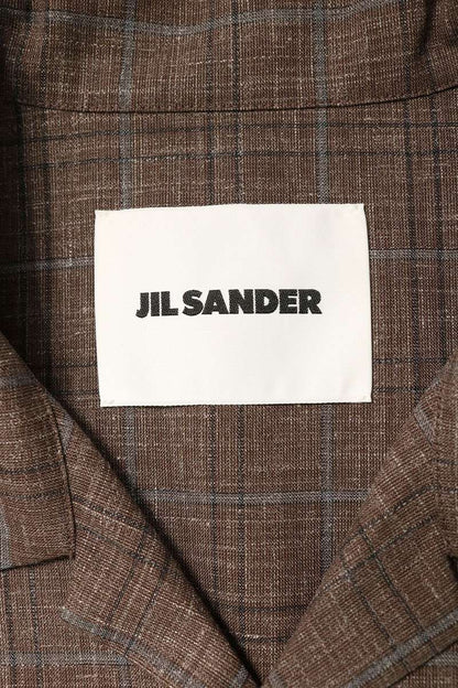 JILSANDER Open Collar Check Short Sleeve Shirt Brown Size 48