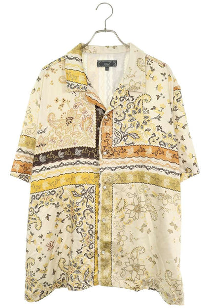 KITH 25SS Panelled Bandana Camp Collar Shirt Yellow Size XXL