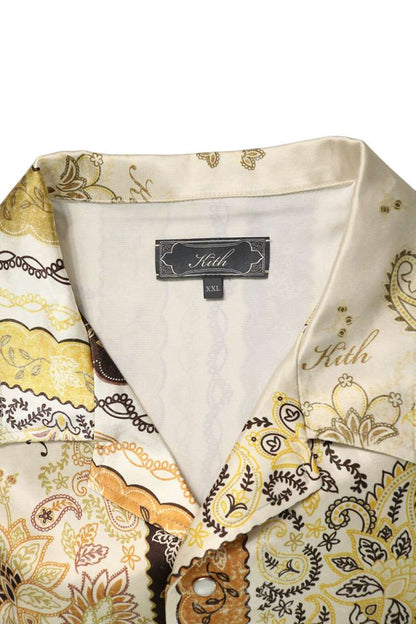 KITH 25SS Panelled Bandana Camp Collar Shirt Yellow Size XXL