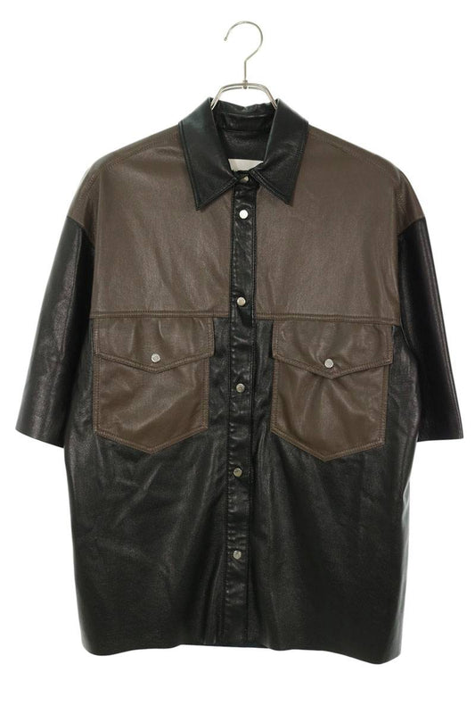 Nanushka Two-Tone Faux Leather Shirt Multi Size XS