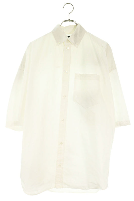 BALENCIAGA Logo Embroidered Oversized Shirt White Size XXS