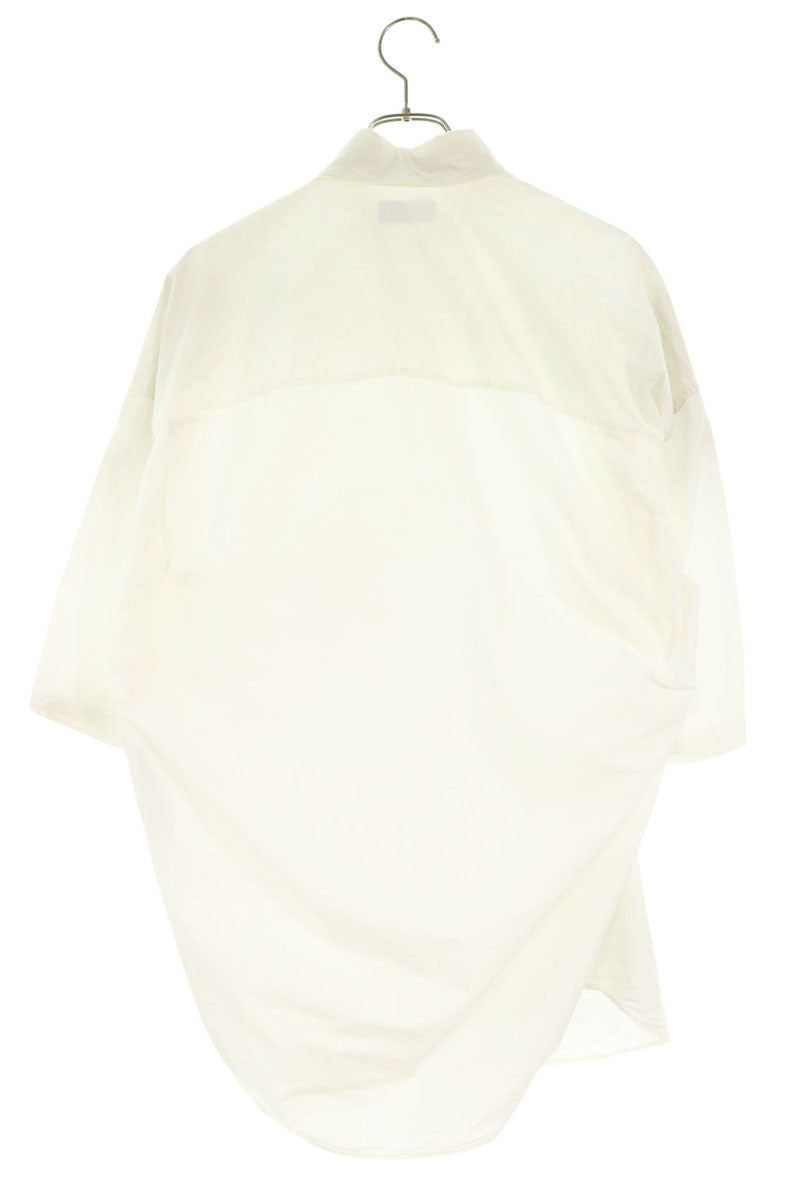 BALENCIAGA Logo Embroidered Oversized Shirt White Size XXS