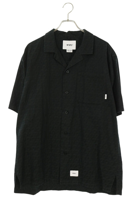 WTAPS Herringbone Pattern Cotton Shirt Black Size 3