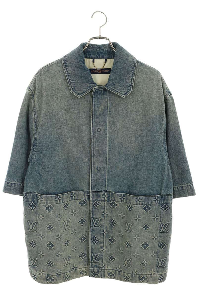 LOUISVUITTON 23AW Embossed Monogram Shirt Indigo Size M