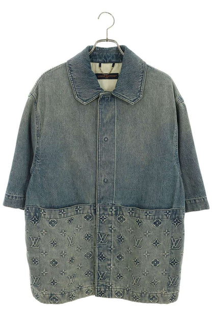 LOUISVUITTON 23AW Embossed Monogram Shirt Indigo Size M