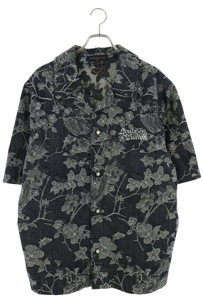 LOUISVUITTON Flower Jacquard SS Shirt Indigo Size L