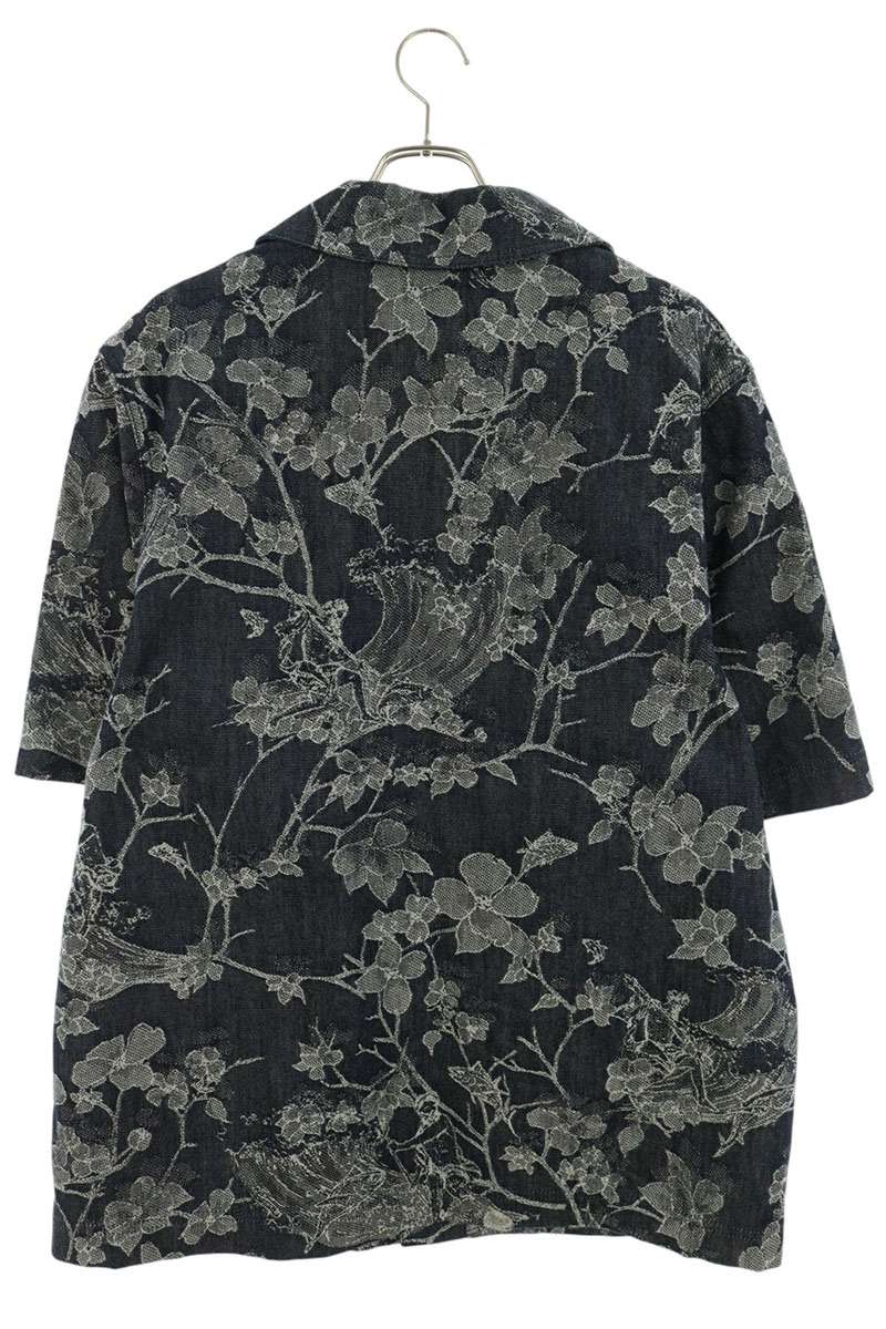 LOUISVUITTON Flower Jacquard SS Shirt Indigo Size L