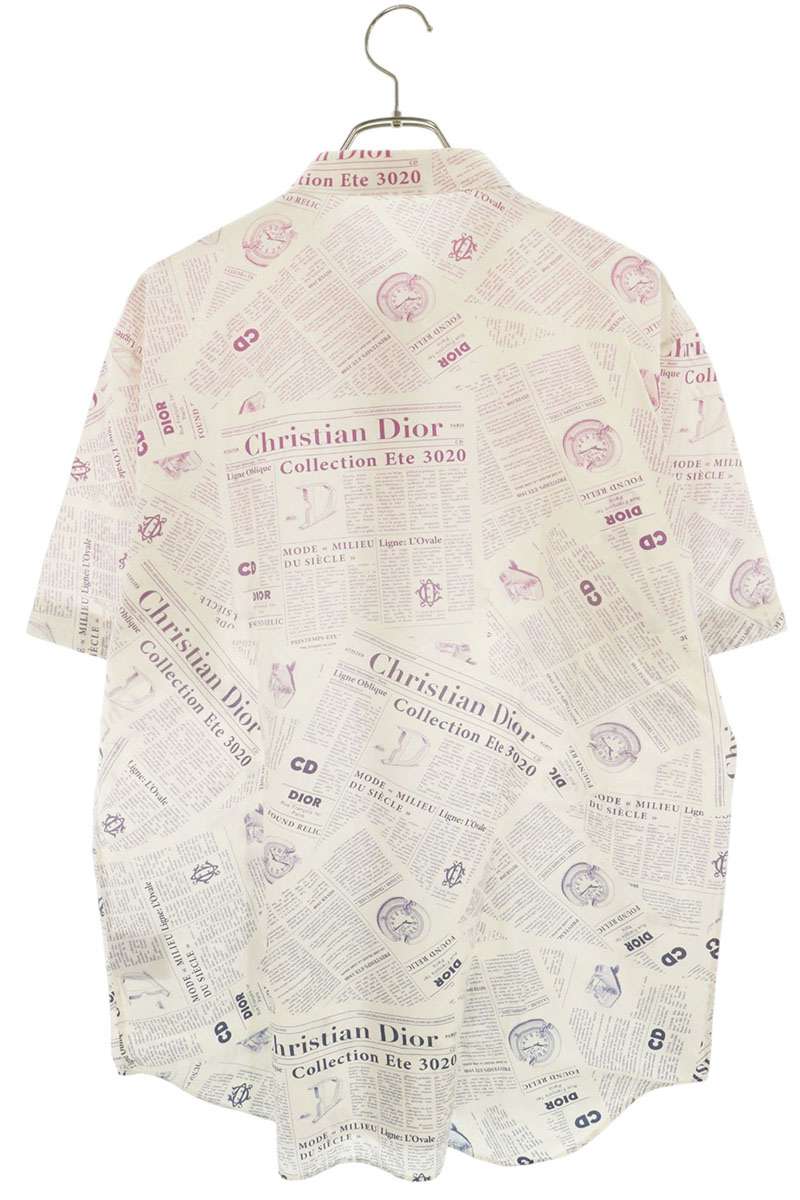 DIOR 20SS Newspaper All-Over Print Short Shirt White Size 43