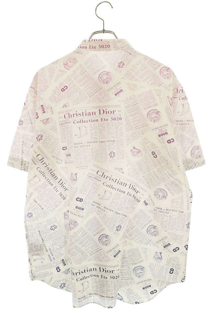 DIOR 20SS Newspaper All-Over Print Short Shirt White Size 43