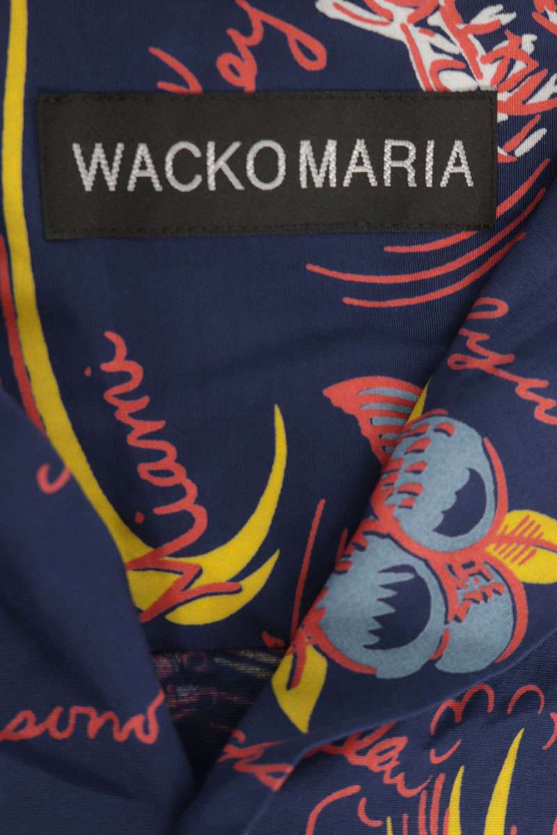 WACKO MARIA All-Over Pattern Rayon Short Shirt Navy Size XL