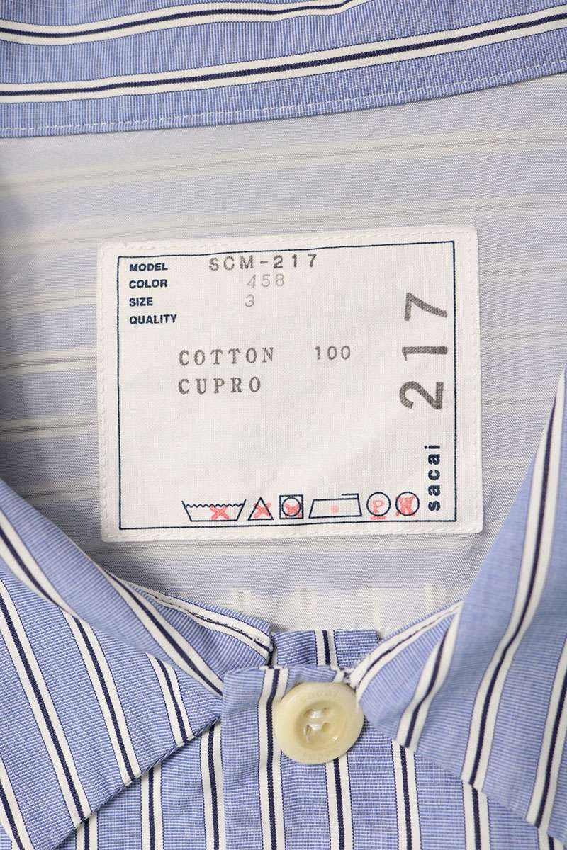 Sacai Cotton Poplin Stripe S/S Shirt Size 3
