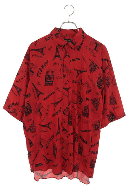 BALENCIAGA All-Over Pattern Short Sleeve Shirt Size XL