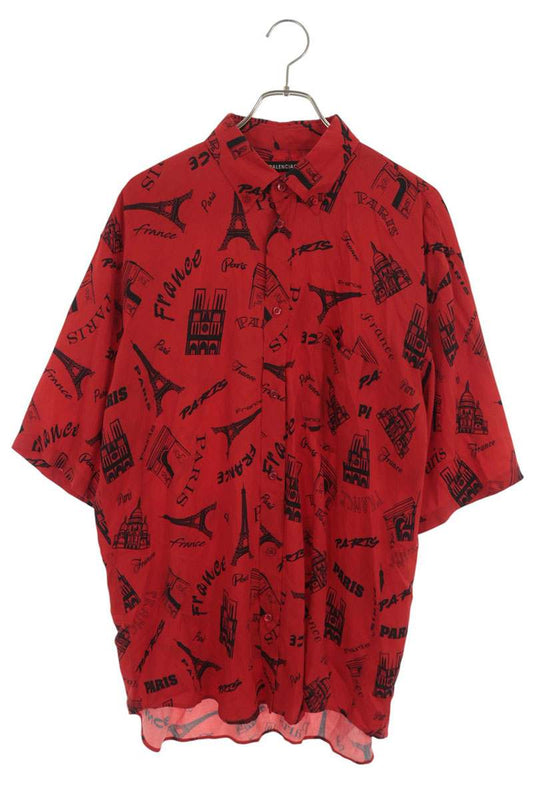BALENCIAGA All-Over Pattern Short Sleeve Shirt Size XL