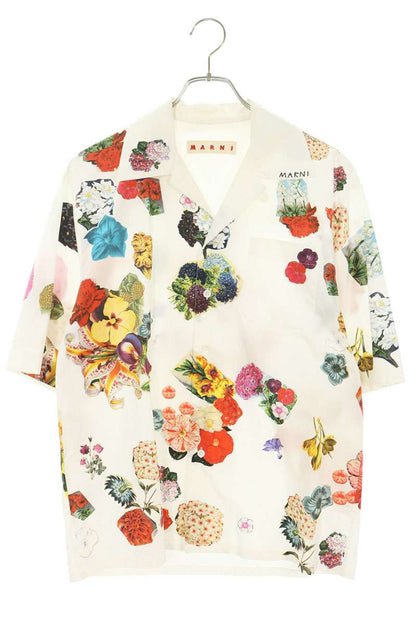 MARNI 24SS Floral Print Cotton S/S Shirt White Size 44